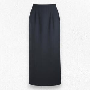 90s Vintage Gianni 100% Wool Black High Waist Midi Pencil Skirt Size 10 USA Made